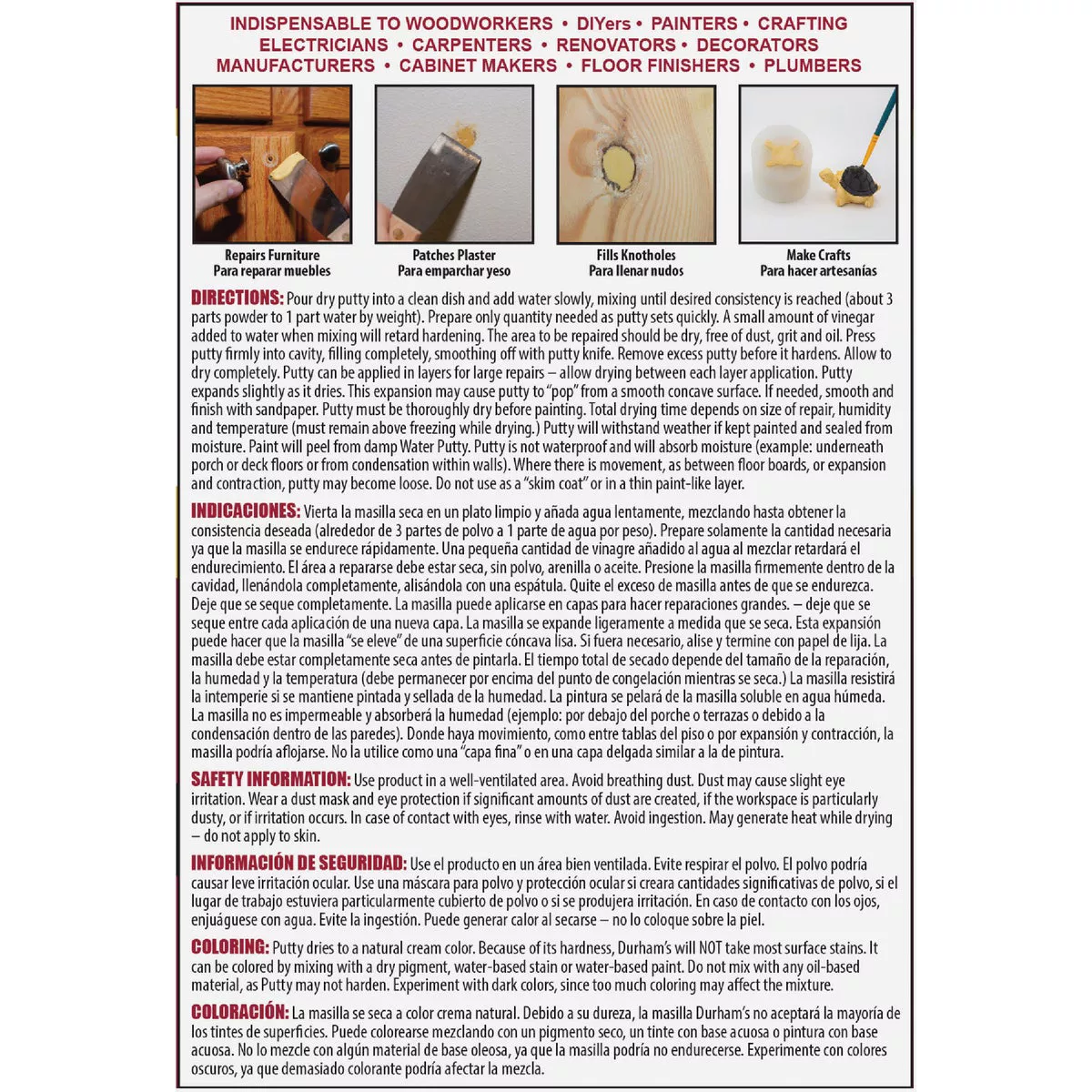 Durham's Rock Hard 1 Lb. Can Powder Water Putty - photo 3