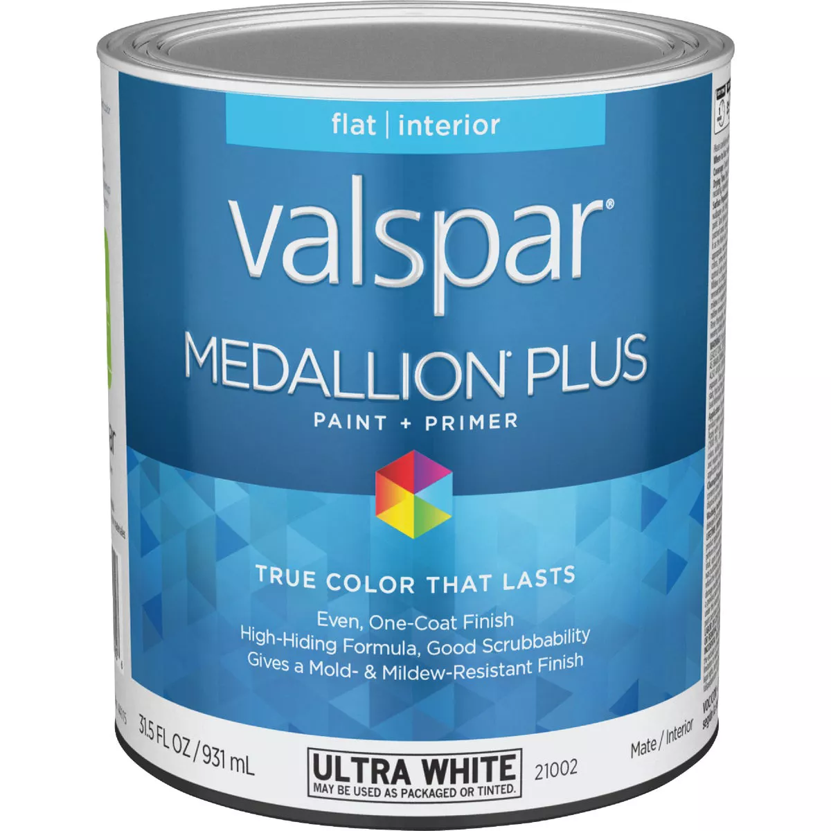 Valspar Medallion Plus Premium Paint & Primer Flat Interior Paint, Ultra White, 1 Qt.
