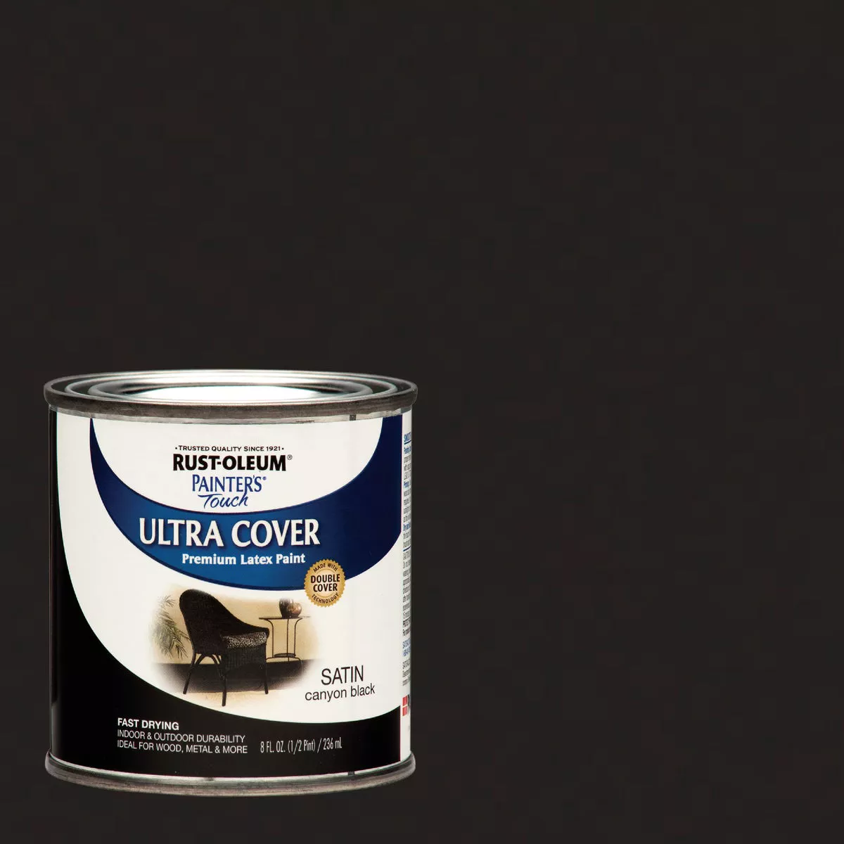Rust-Oleum Painter's Touch 2X Ultra Cover Premium Latex Paint, Satin Canyon Black, 1/2 Pt.
