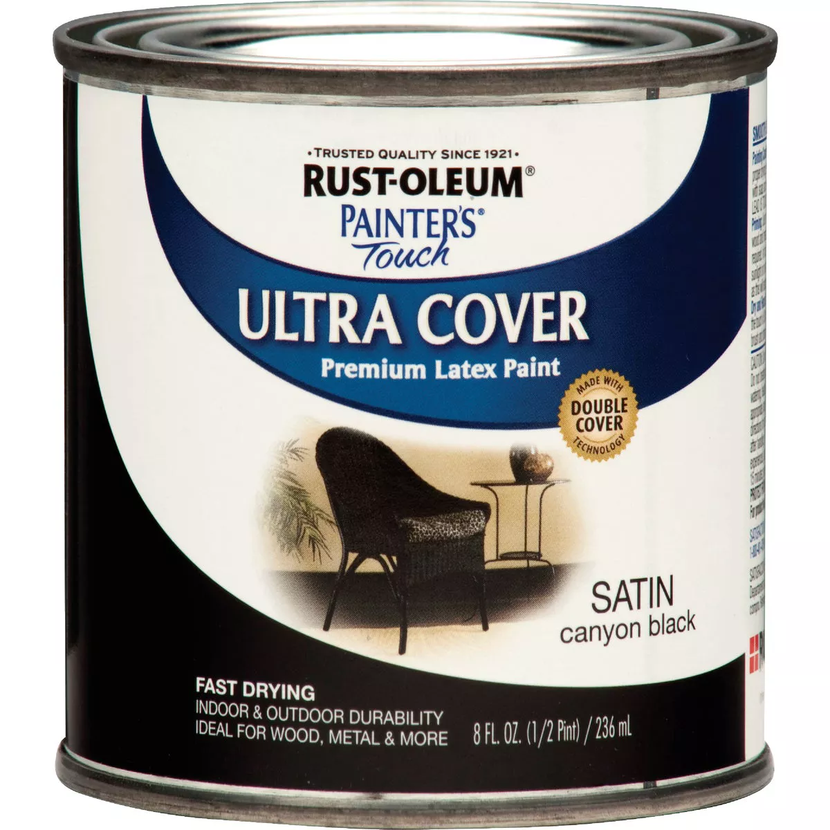 Rust-Oleum Painter's Touch 2X Ultra Cover Premium Latex Paint, Satin Canyon Black, 1/2 Pt. - photo 6