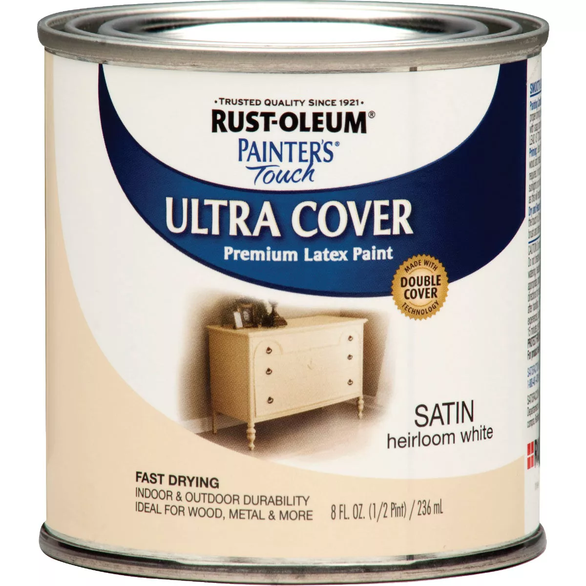 Rust-Oleum Painter's Touch 2X Ultra Cover Premium Latex Paint, Satin Heirloom White, 1/2 Pt. - photo 5