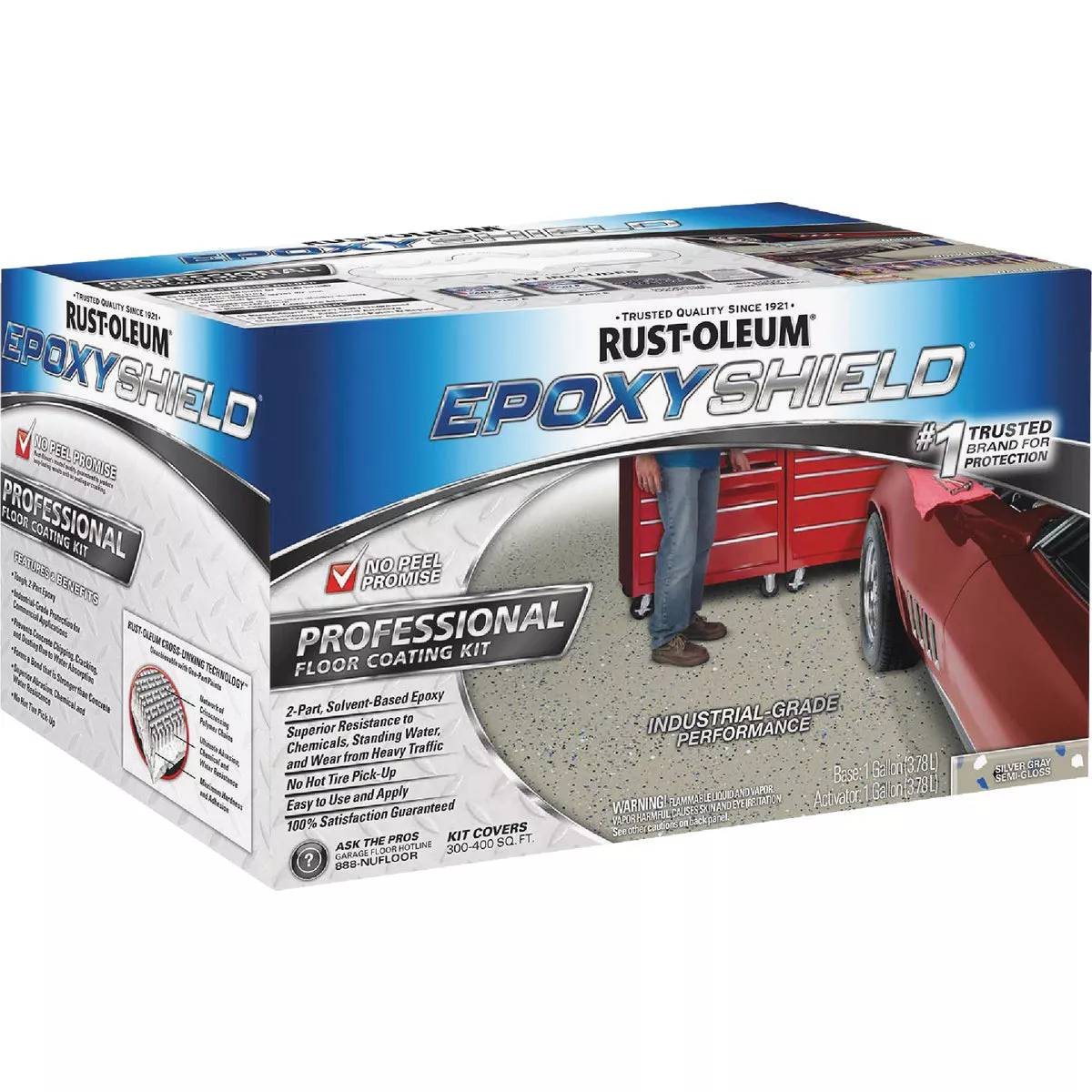 Rust-Oleum EpoxyShield Semi-Gloss Professional Industrial Grade Floor Coating Kit, Silver Gray, 256 Oz.