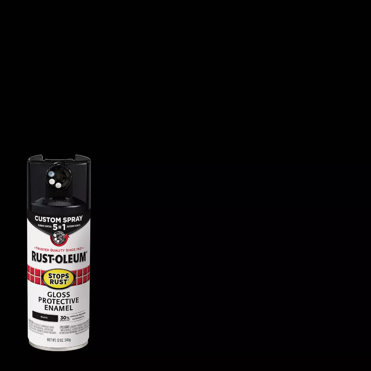Rust-Oleum Stops Rust 12 Oz. Custom Spray 5 in 1 Gloss Spray Paint, Black