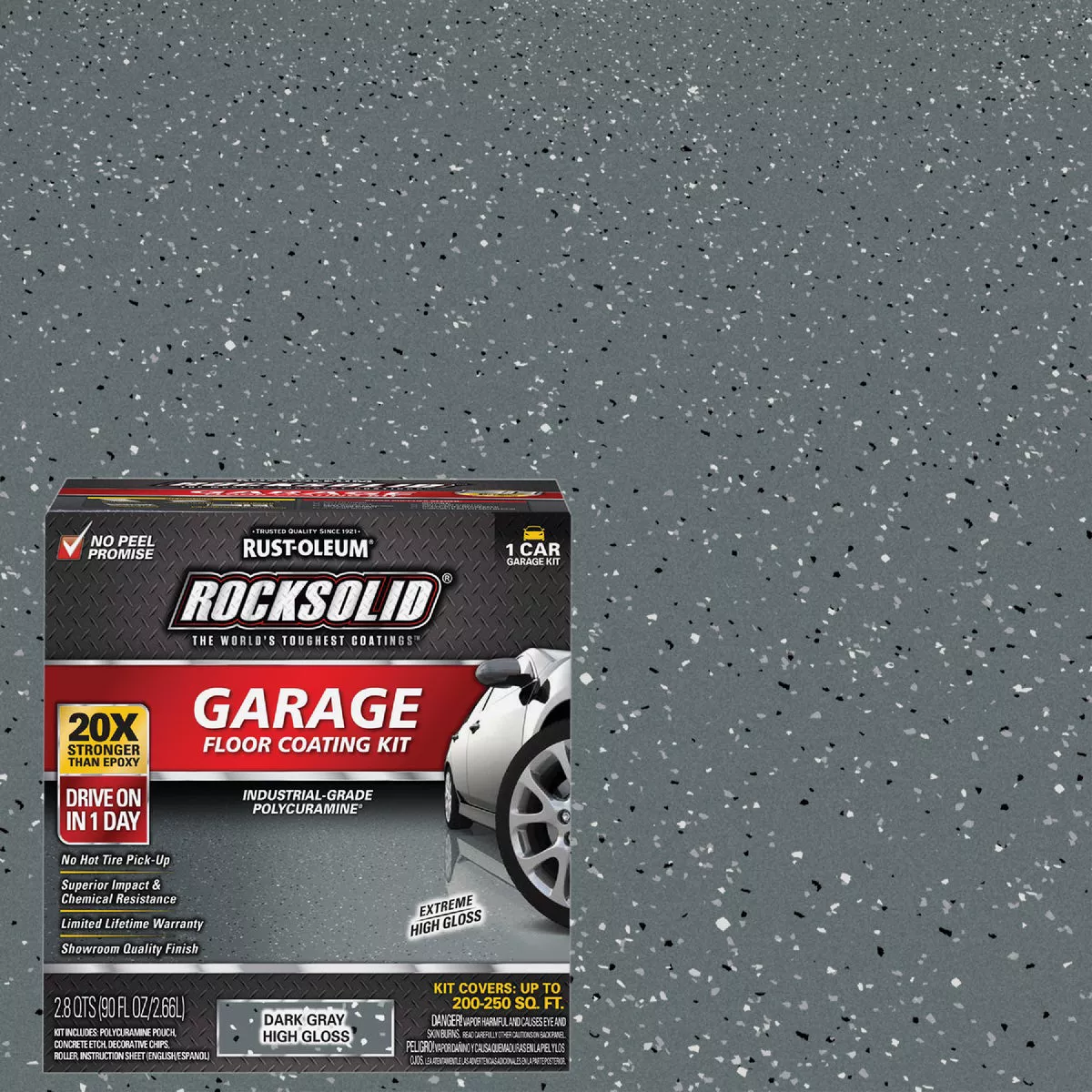 Rust-Oleum RockSolid Low VOC Garage Floor Coating Kit, Dark Gray, 90 Oz.