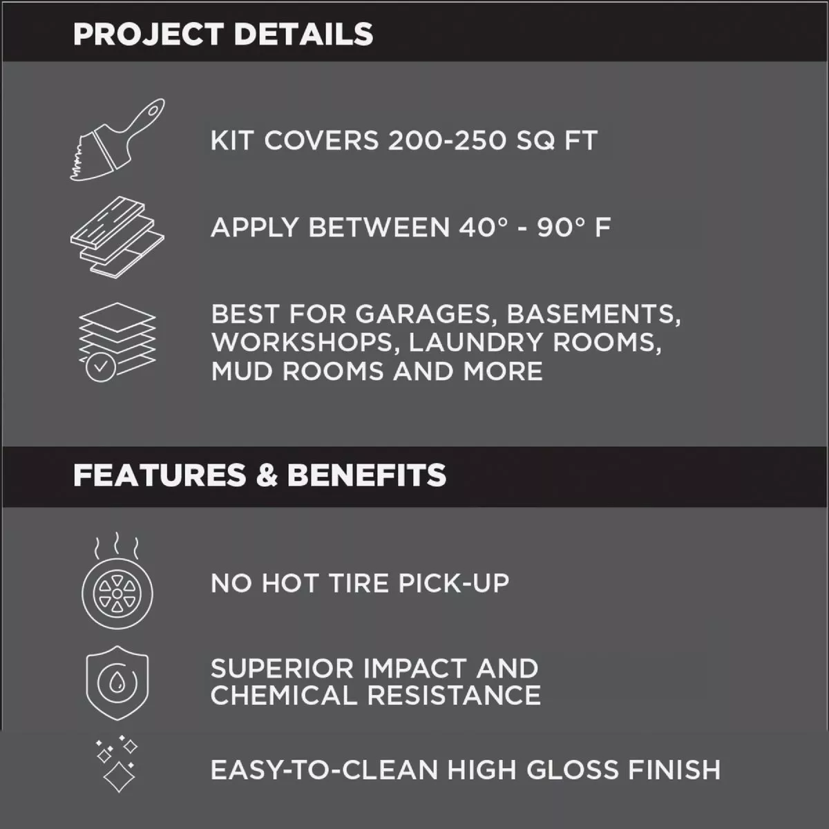 Rust-Oleum RockSolid Low VOC Garage Floor Coating Kit, Dark Gray, 90 Oz. - photo 3