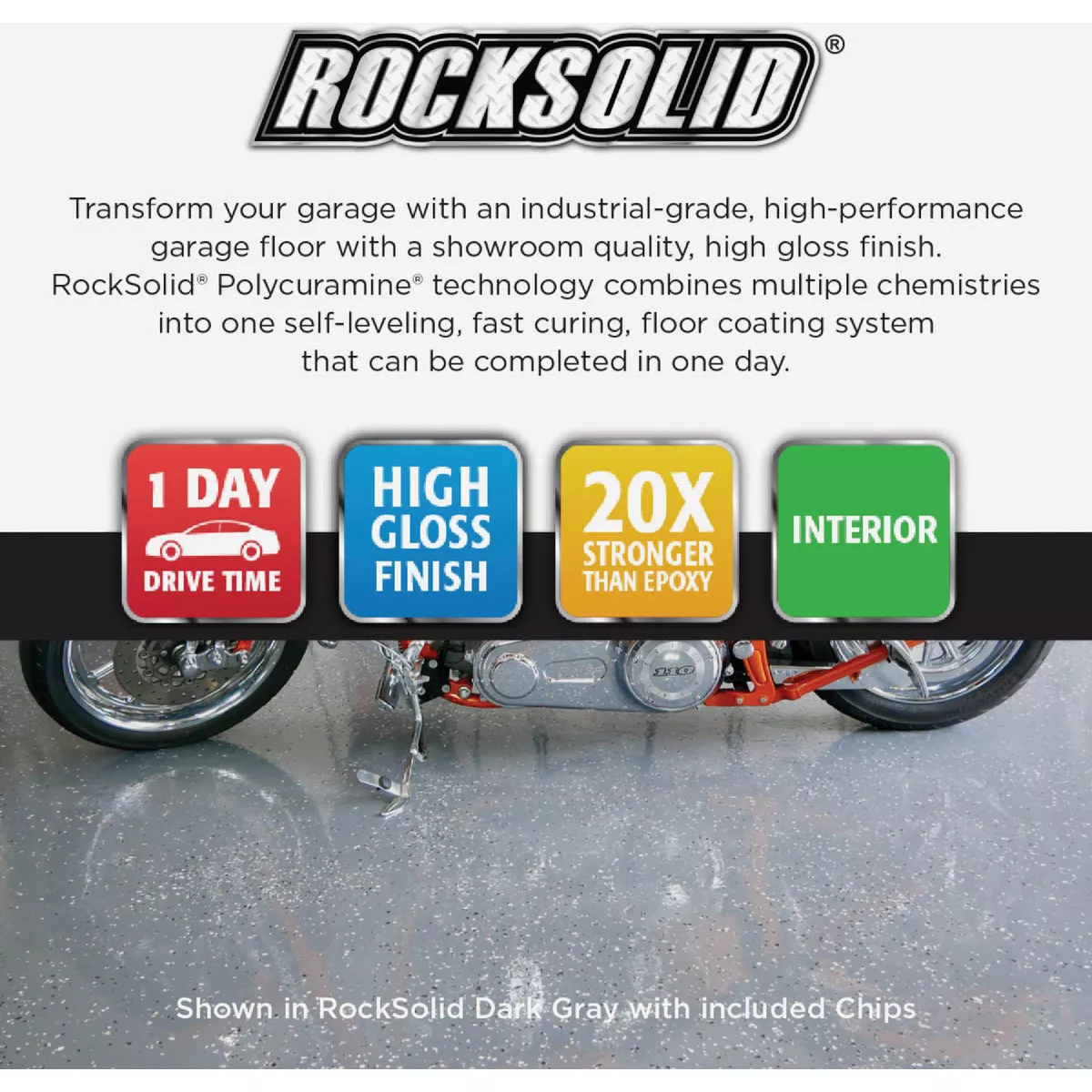 Rust-Oleum RockSolid Low VOC Garage Floor Coating Kit, Dark Gray, 90 Oz. - photo 2