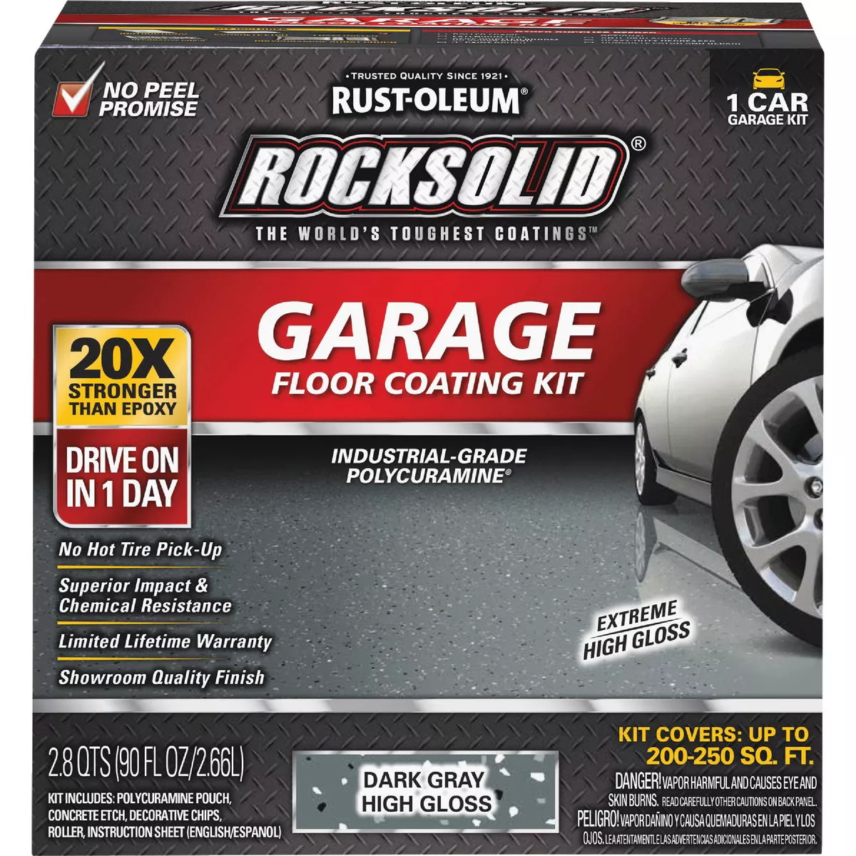Rust-Oleum RockSolid Low VOC Garage Floor Coating Kit, Dark Gray, 90 Oz. - photo 5