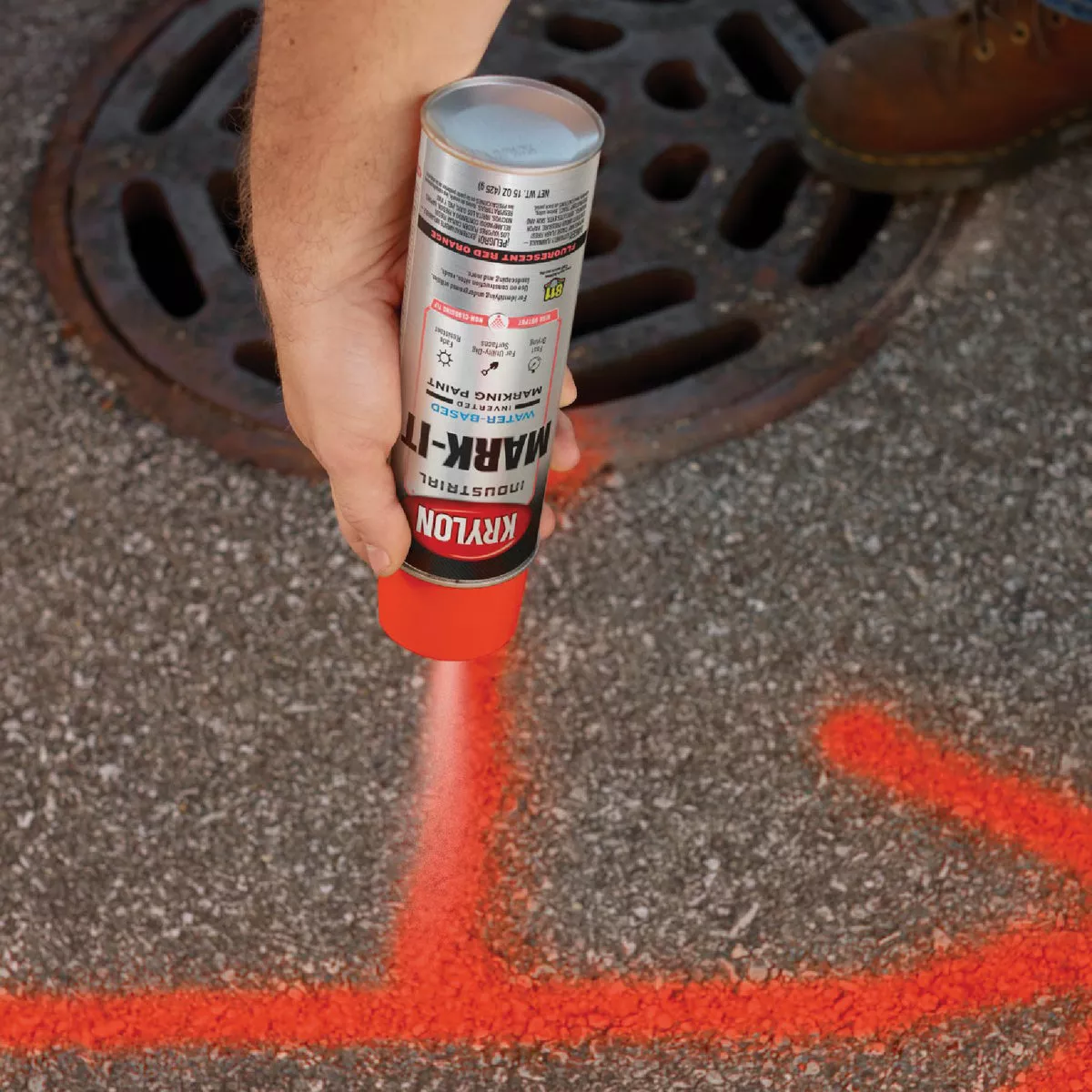 Krylon Mark-It 732108 Industrial WB Fluorescent Red Orange Inverted Marking Paint - photo 5