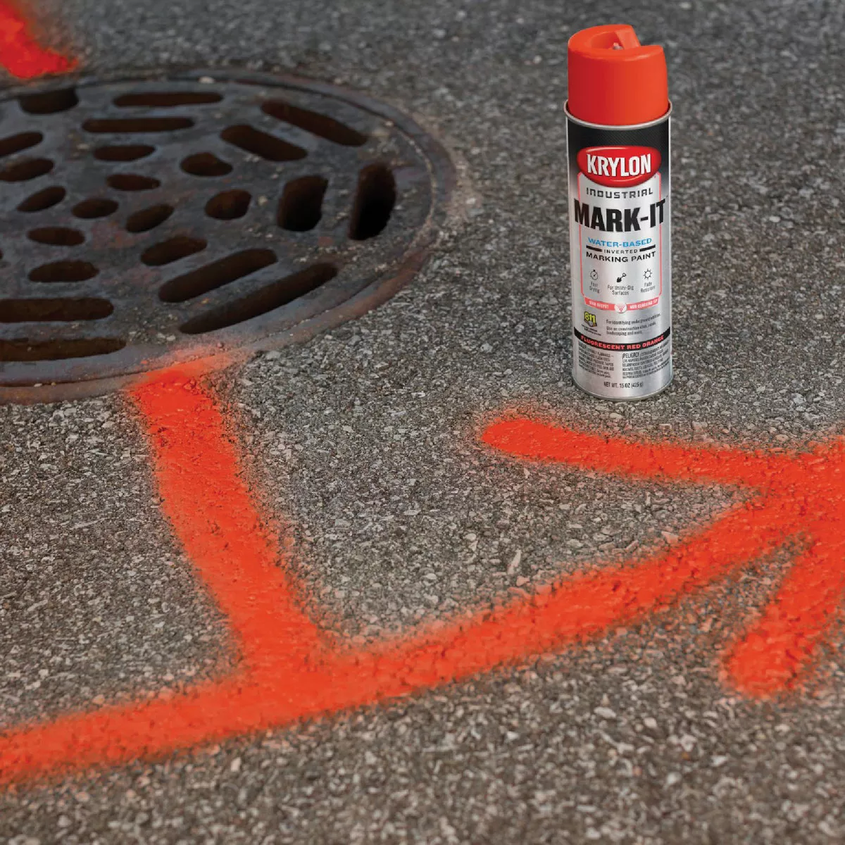 Krylon Mark-It 732108 Industrial WB Fluorescent Red Orange Inverted Marking Paint - photo 3