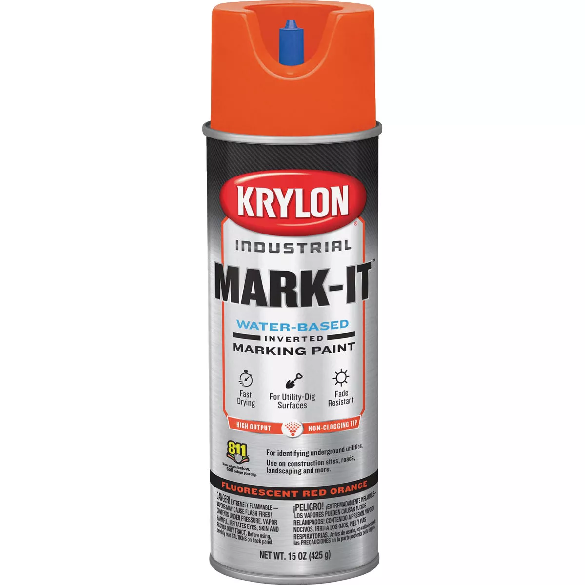 Krylon Mark-It 732108 Industrial WB Fluorescent Red Orange Inverted Marking Paint - photo 2