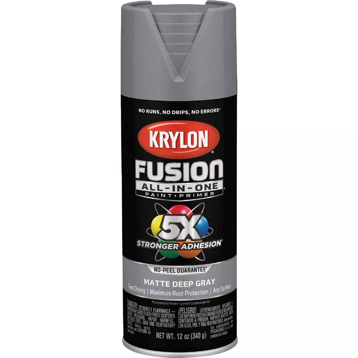 Krylon Fusion All-In-One 12 Oz. Matte Spray Paint, Deep Gray