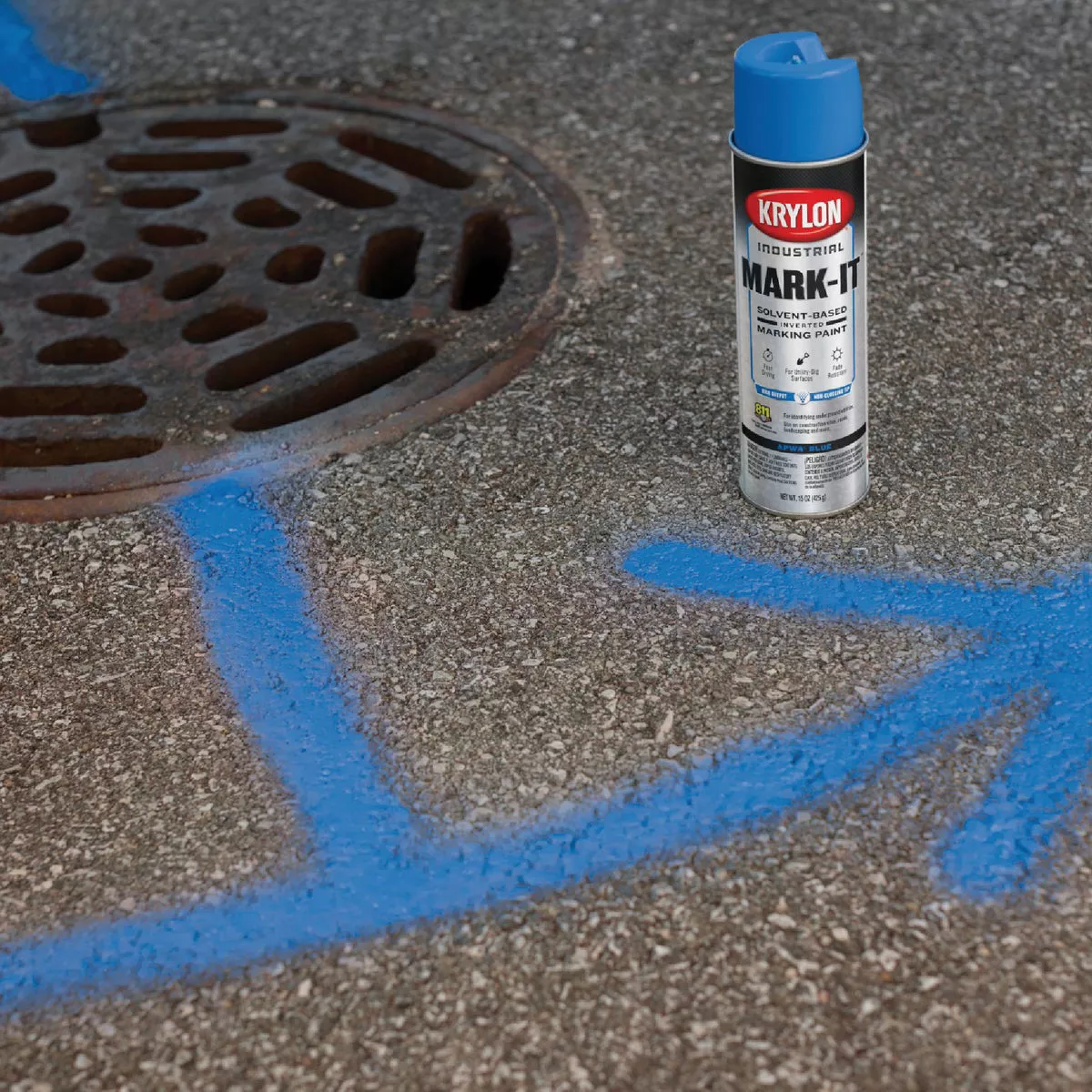 Krylon Mark-It 730308 Industrial SB APWA Blue Inverted Marking Paint - photo 3