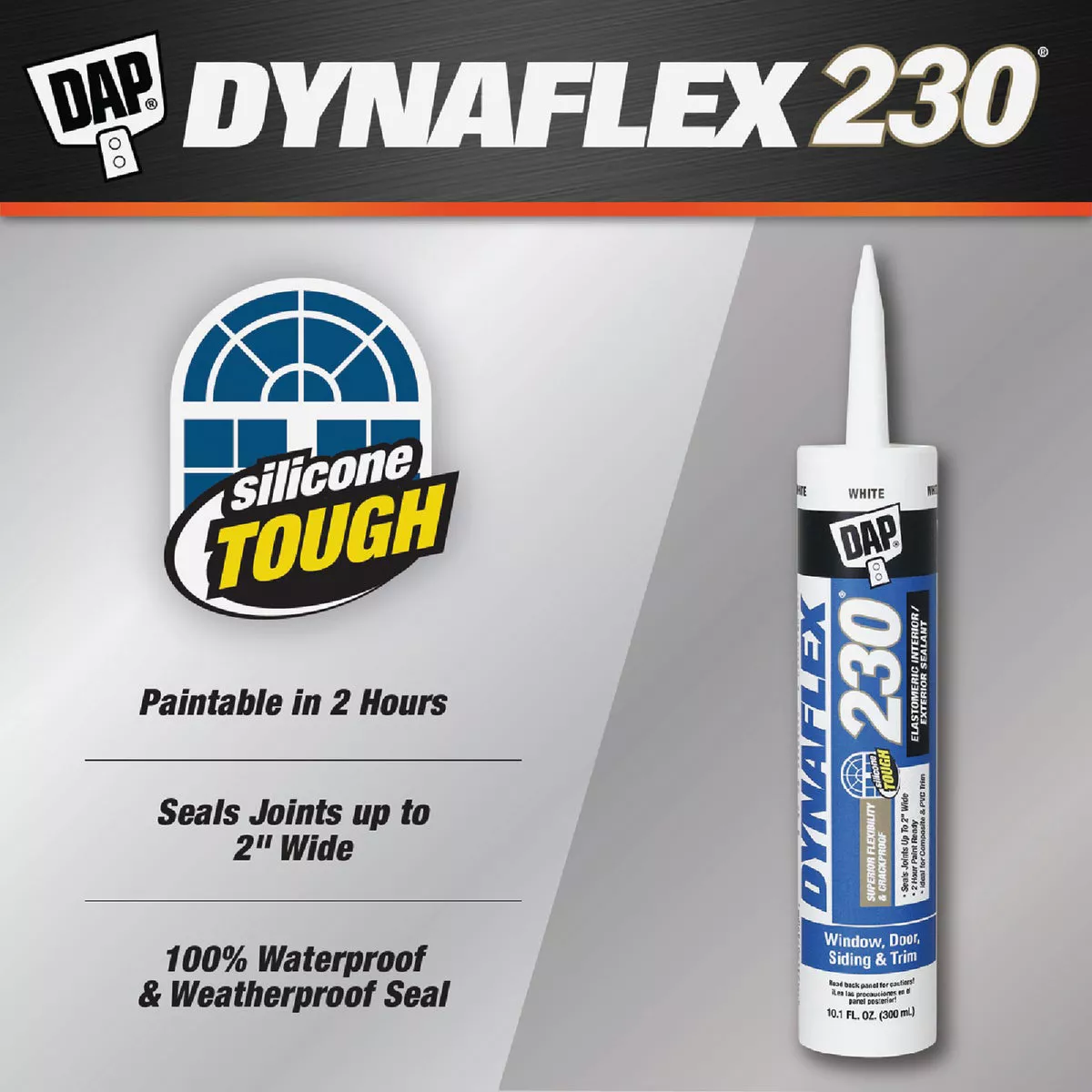 Dap Dynaflex 230 10.1 Oz. 100% Waterproof Window, Door, Siding & Trim Elastomeric Sealant, White - photo 2