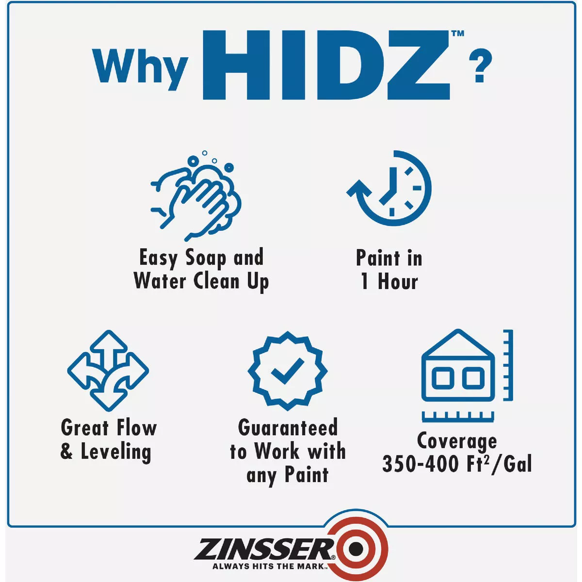 Zinsser HIDZ Multi-Purpose Primer and Sealer, White, 1 Gal. - photo 7