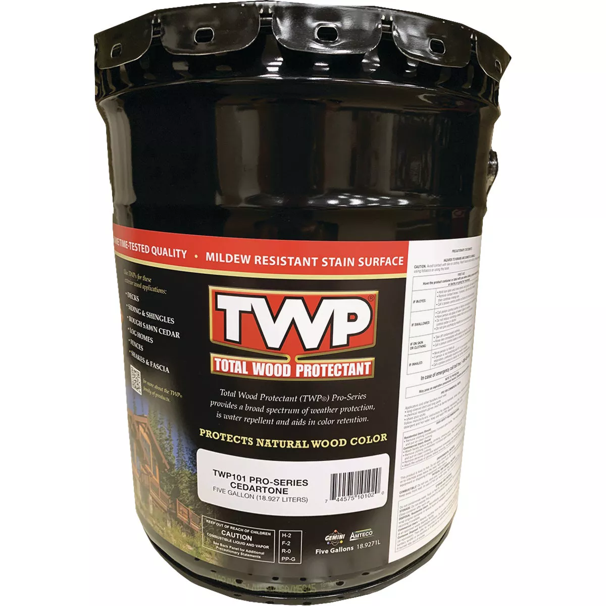 TWP 100 Pro Series Semi-Transparent Wood Protectant Deck Stain, Cedartone, 5 Gal.