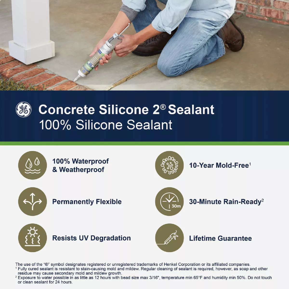 GE Concrete Silicone Advanced Speciality Products, Light Gray, 10.1 Oz. Cartridge - photo 5
