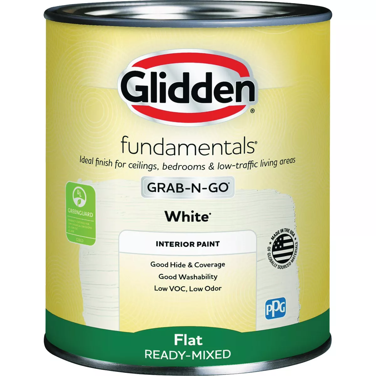 Glidden Fundamentals Grab-N-Go Flat Interior Paint, White, 1 Qt. - photo 2