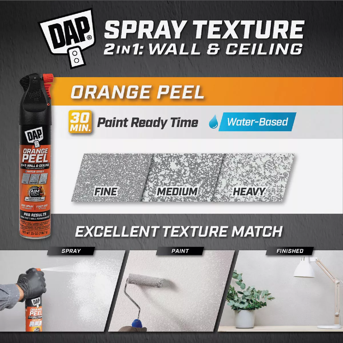Dap 25 Oz. 2-In-1 Orange Peel Water Base Spray Texture with AimTech - photo 4