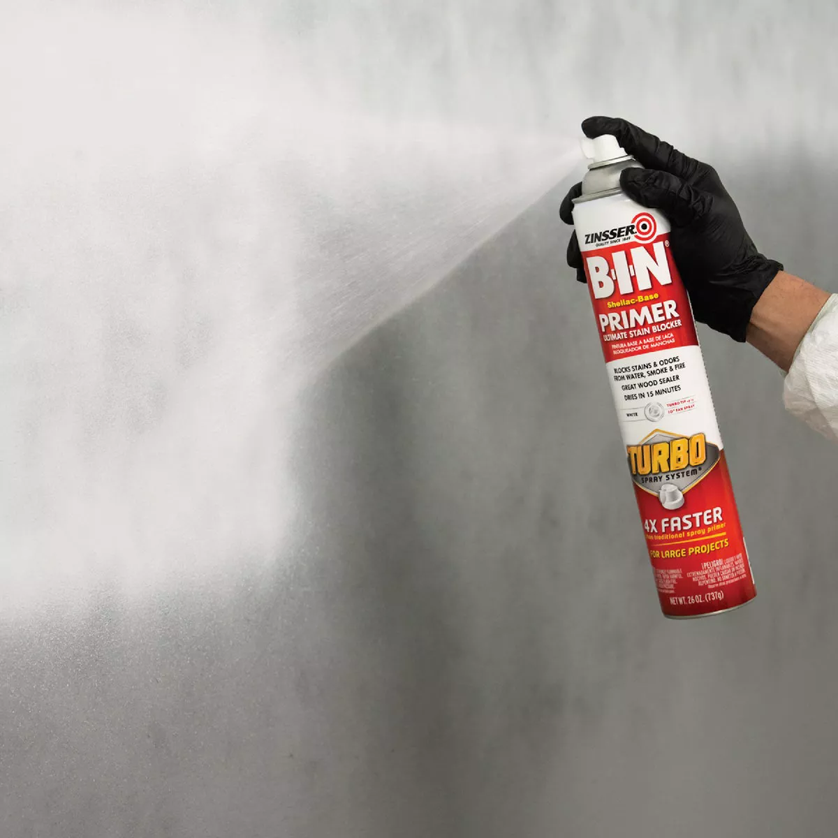 Zinsser 26 Oz. B-I-N Primer Spray with Turbo Spray System, Flat White - photo 3