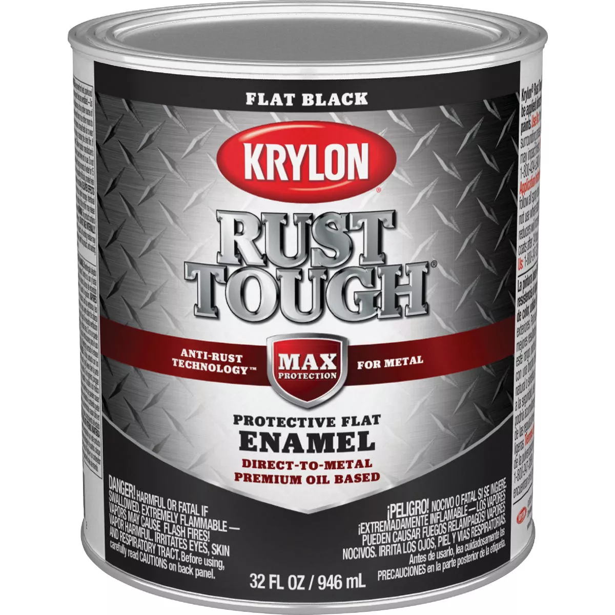 Krylon Rust Tough DTM Oil-Based Flat Rust Control Enamel, Black, 1 Qt.