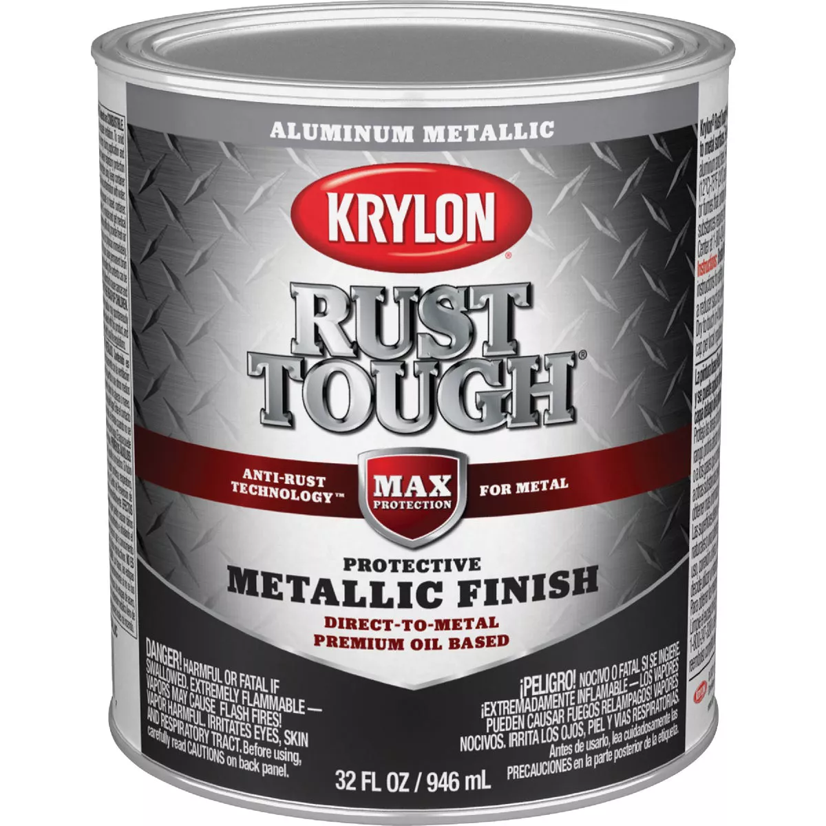Krylon Rust Tough DTM Oil-Based Gloss Rust Control Enamel, Aluminum, 1 Qt.