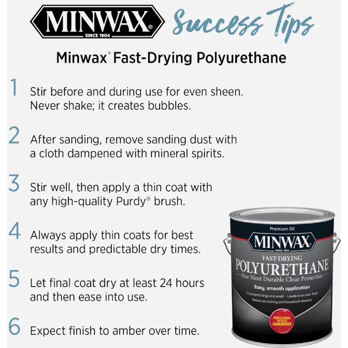 Minwax Gloss Fast-Drying Interior Polyurethane, 1/2 Pt. - photo 3