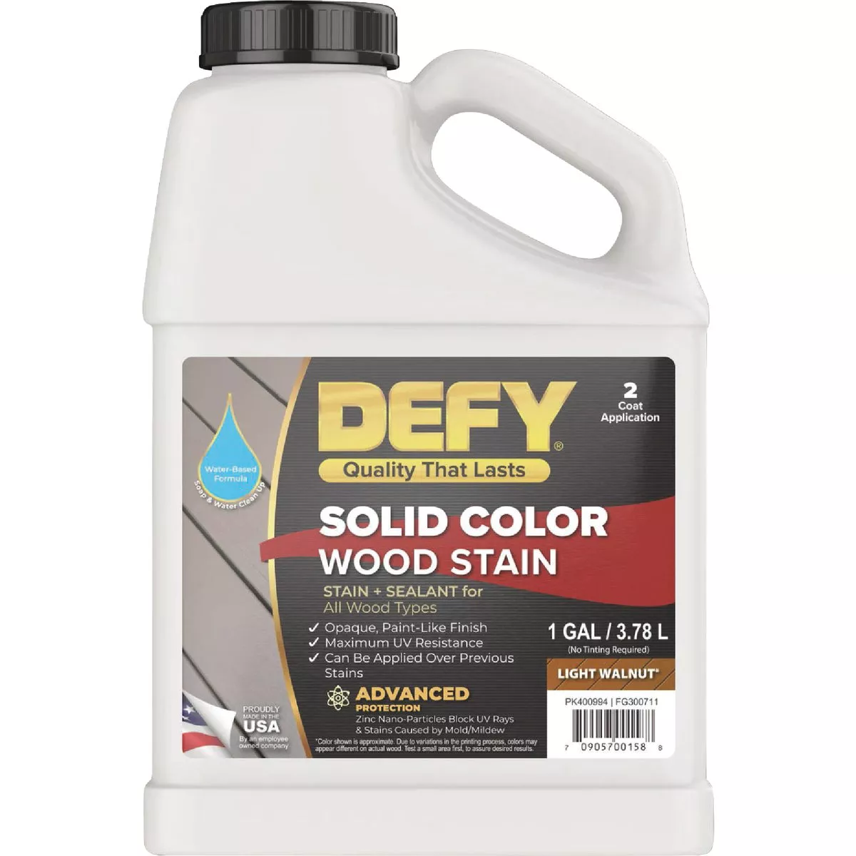 Defy Solid Color Wood Stain, Light Walnut, 1 Gal. - photo 2