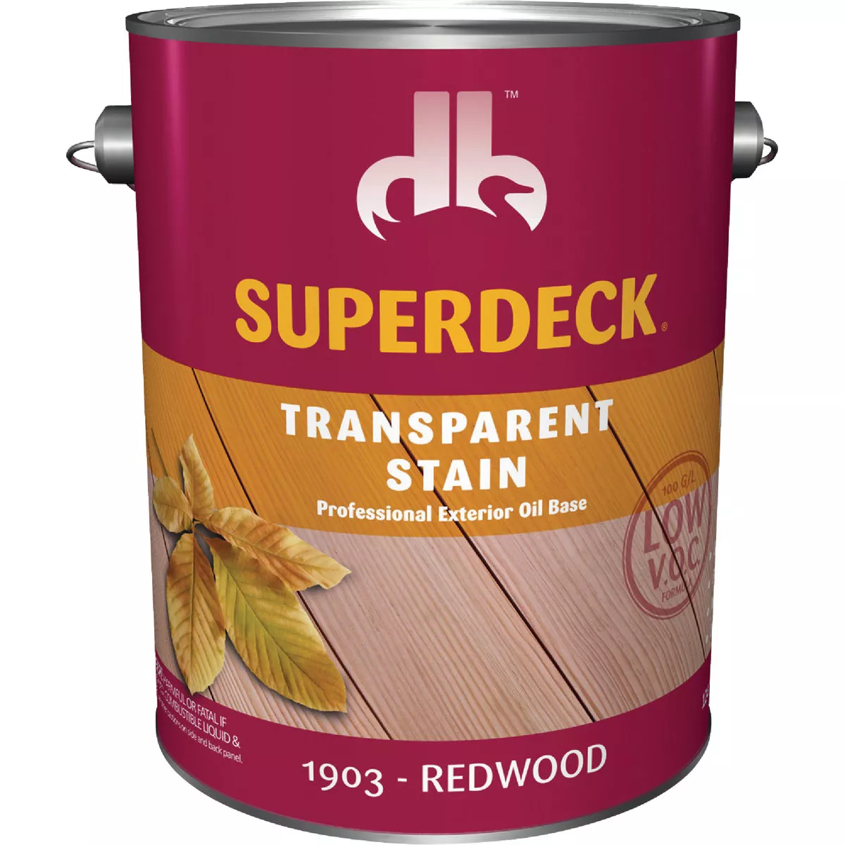 Duckback SUPERDECK VOC Transparent Exterior Stain, Redwood, 1 Gal.