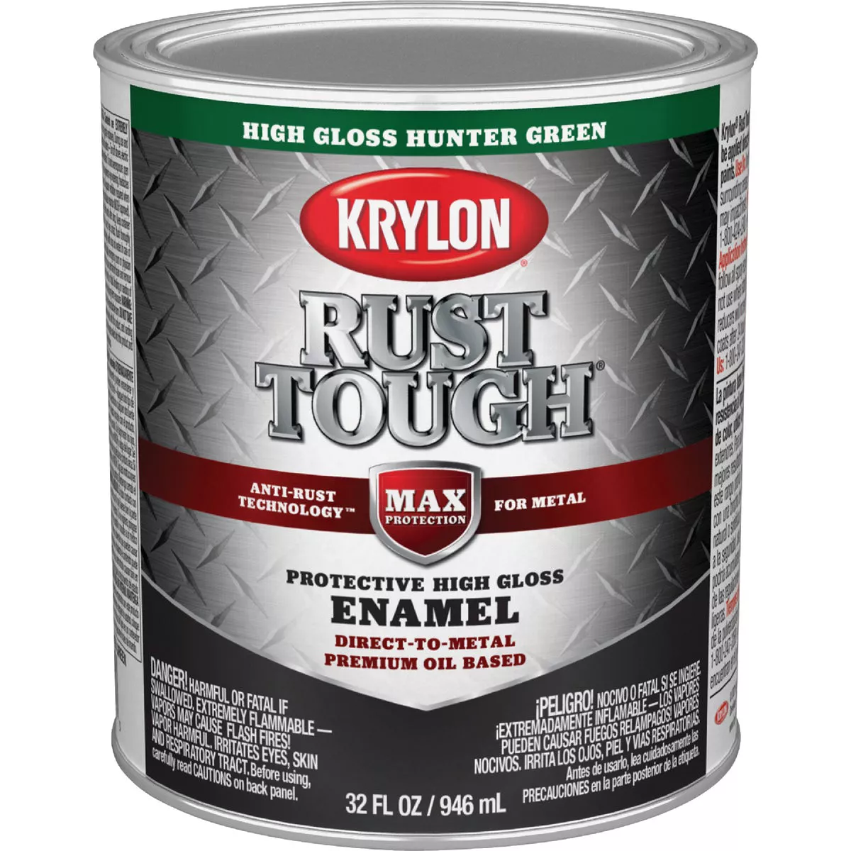 Krylon Rust Tough DTM Oil-Based Gloss Rust Control Enamel, Hunter Green, 1 Qt.