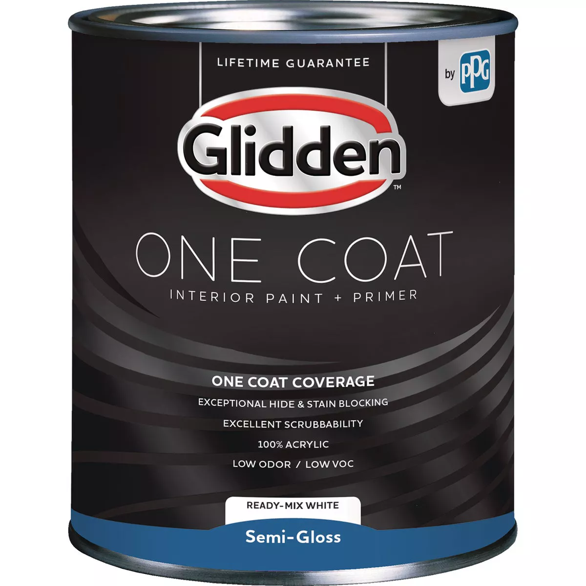 Glidden One Coat Interior Paint + Primer Semi-Gloss Ready Mix White Quart