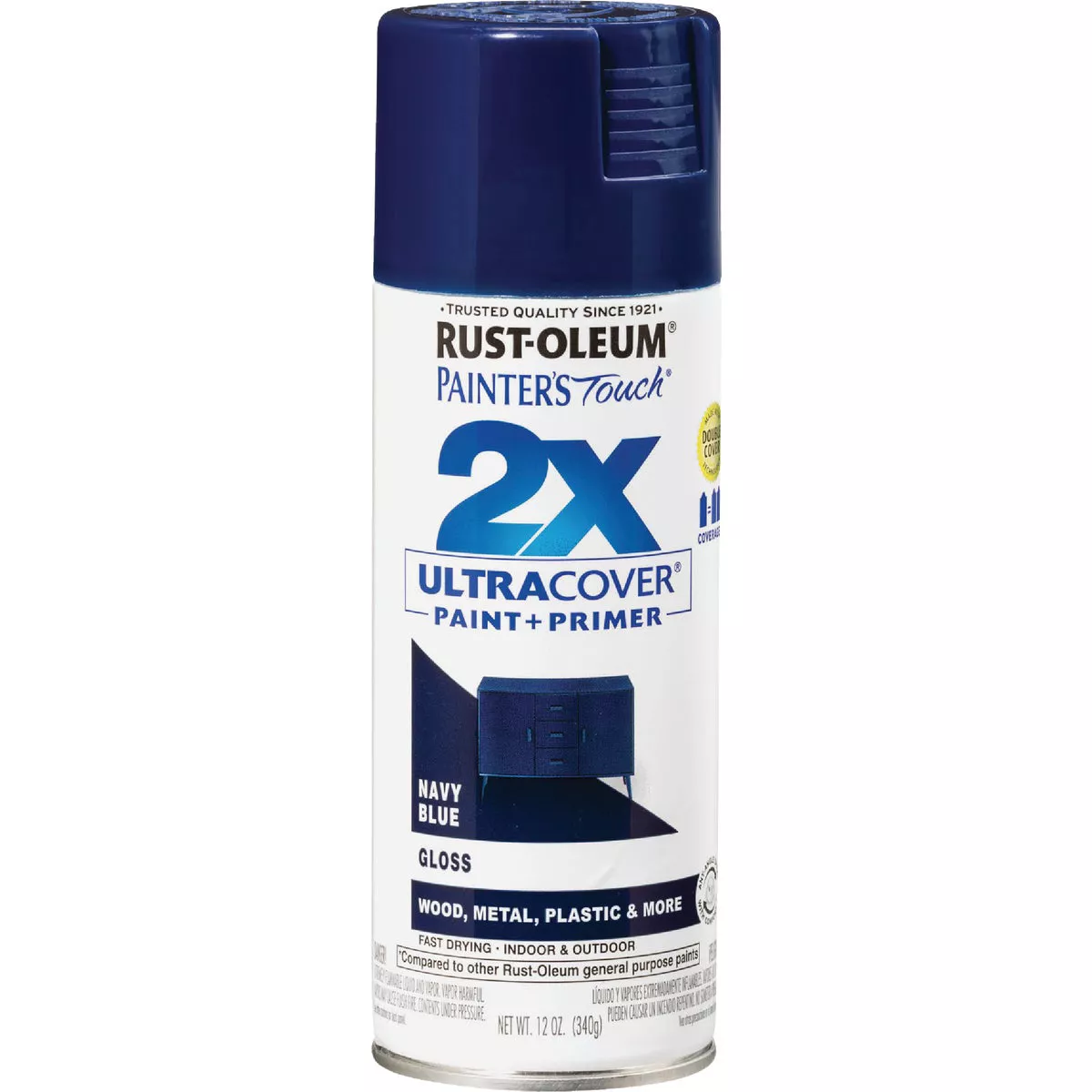 Rust-Oleum Painter's Touch 2X Ultra Cover 12 Oz. Gloss Paint + Primer Spray Paint, Navy Blue - photo 8