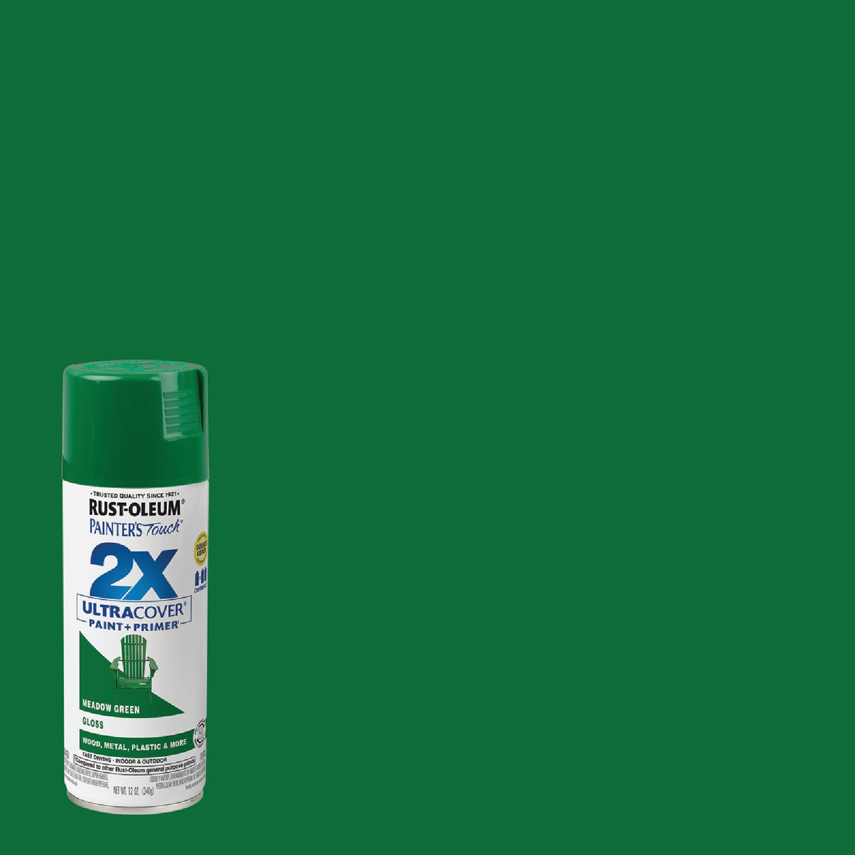 RustOleum Painter's Touch 2X Ultra Cover 12 Oz. Gloss Paint + Primer Spray Paint, Meadow Green
