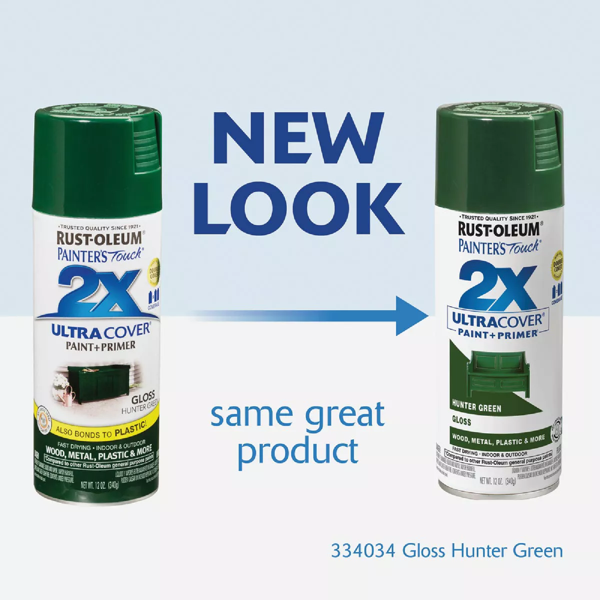 Rust-Oleum Painter's Touch 2X Ultra Cover 12 Oz. Gloss Paint + Primer Spray Paint, Hunter Green - photo 2
