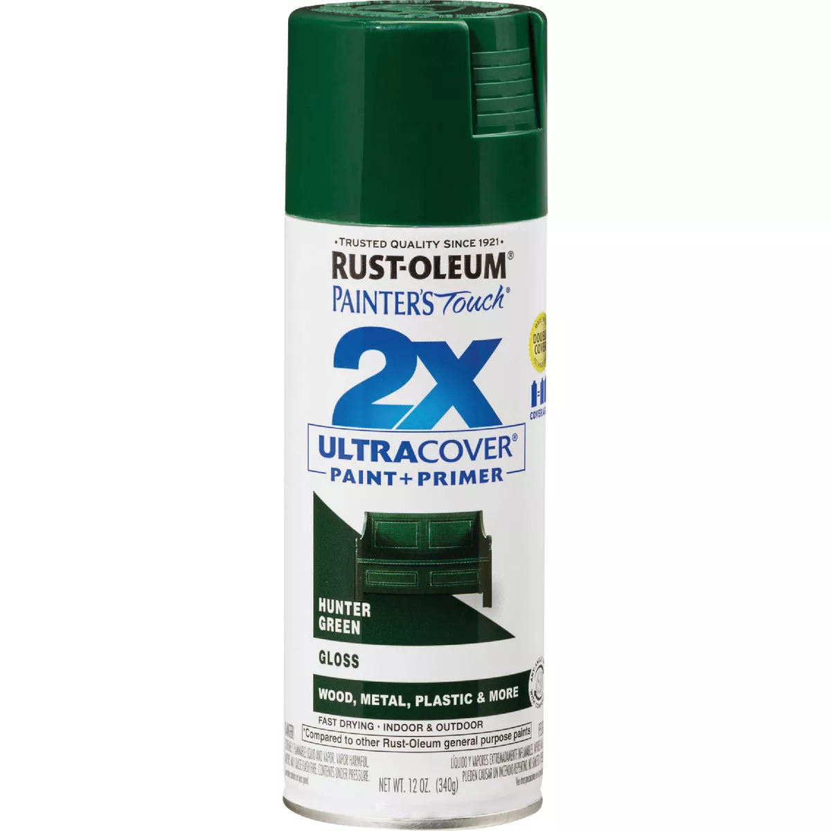 Rust-Oleum Painter's Touch 2X Ultra Cover 12 Oz. Gloss Paint + Primer Spray Paint, Hunter Green - photo 8