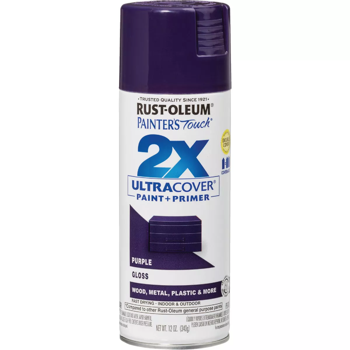 Rust-Oleum Painter's Touch 2X Ultra Cover 12 Oz. Gloss Paint + Primer Spray Paint, Purple - photo 2