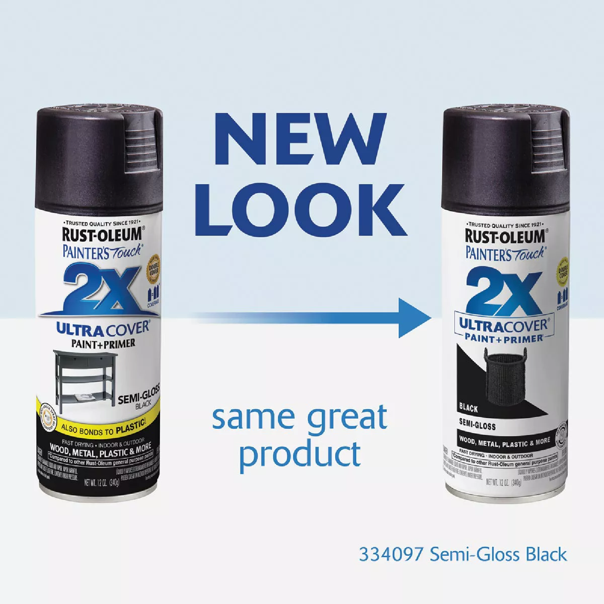 Rust-Oleum Painter's Touch 2X Ultra Cover 12 Oz. Semi-Gloss Paint + Primer Spray Paint, Black - photo 3