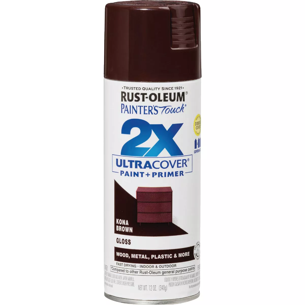Rust-Oleum Painter's Touch 2X Ultra Cover 12 Oz. Gloss Paint + Primer Spray Paint, Kona Brown - photo 9