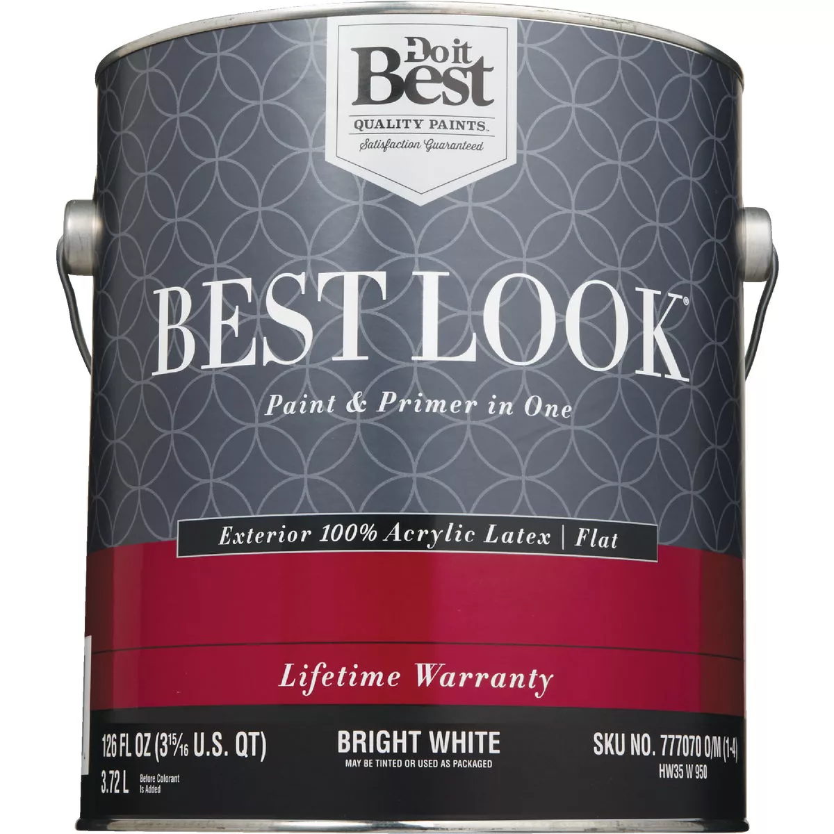 Best Look 100% Acrylic Latex Premium Paint & Primer In One Flat Exterior House Paint, Bright White, 1 Gal. - photo 2
