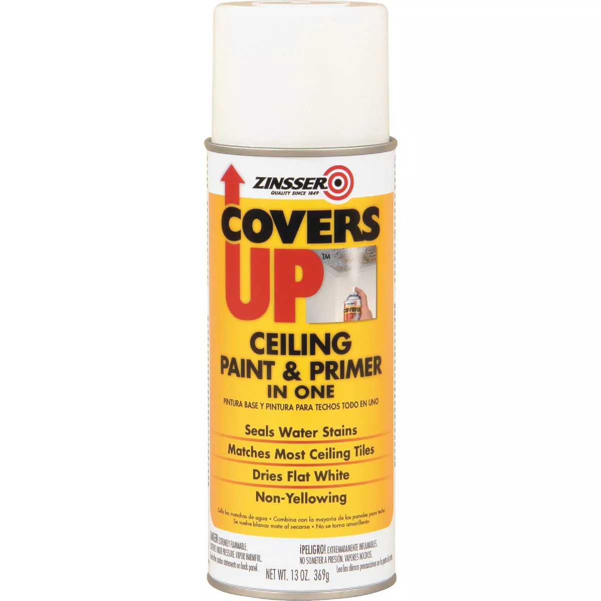 Zinsser Covers Up Stain Sealing Spray Paint Primer, White, 13 Oz. - photo 2