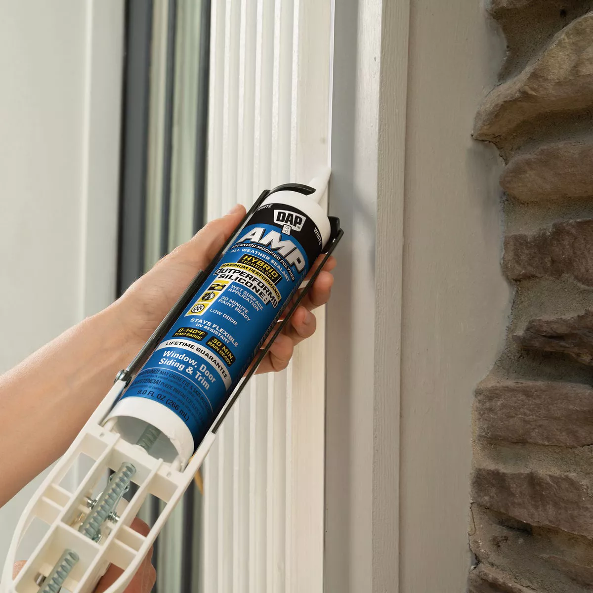 DAP AMP 9 Oz. Advanced Modified Polymer All Weather Window, Door, & Siding Sealant, White - photo 2