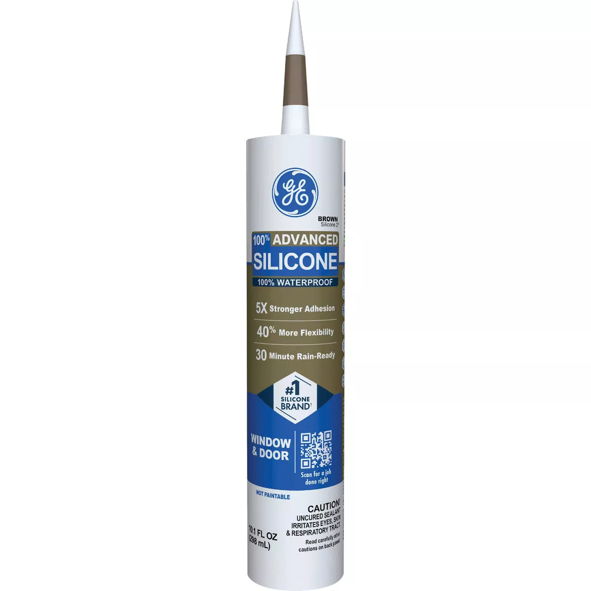 GE Advanced Silicone Window & Door Sealant, Brown, 10.1 Oz. Cartridge