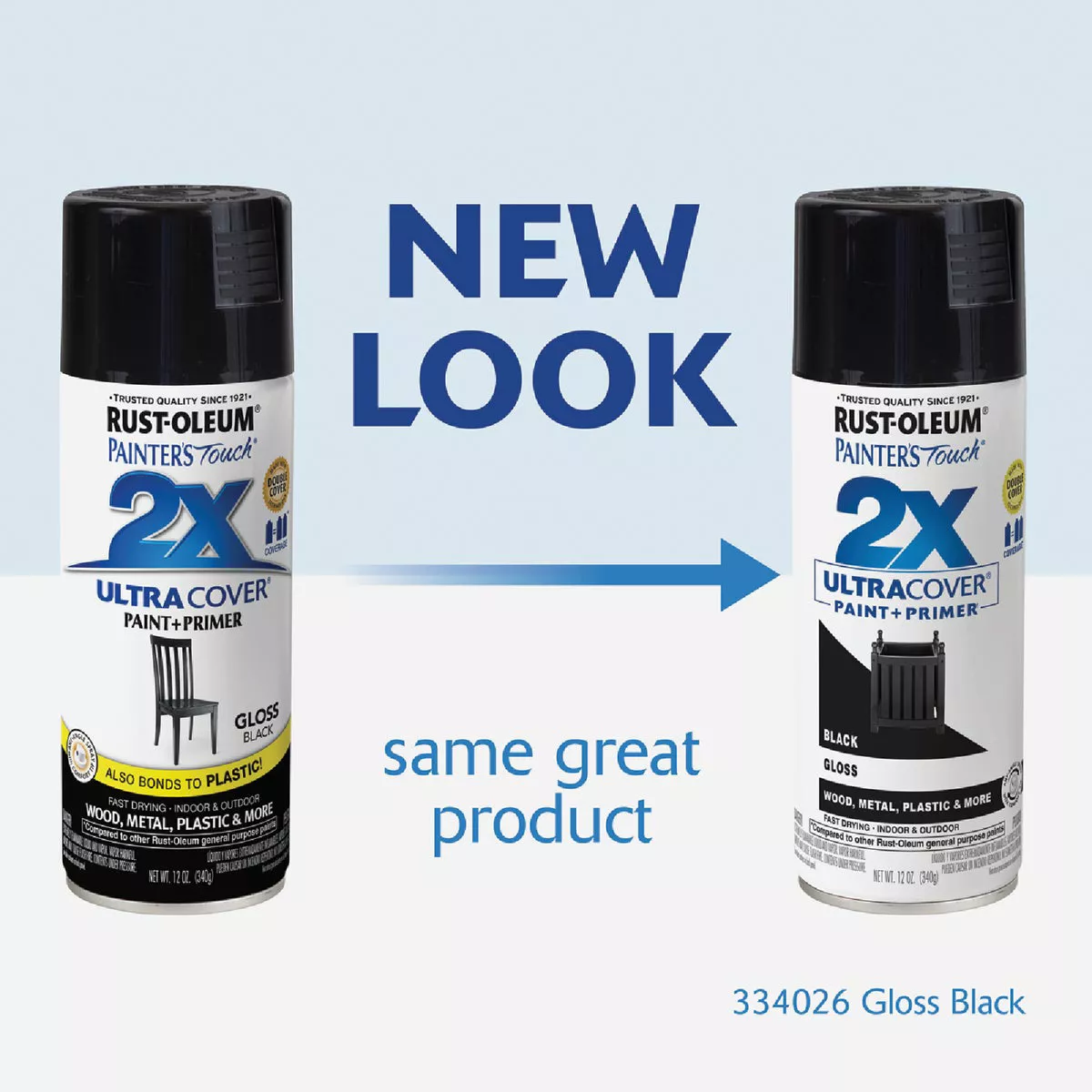 Rust-Oleum Painter's Touch 2X Ultra Cover 12 Oz. Gloss Paint + Primer Spray Paint, Black - photo 2