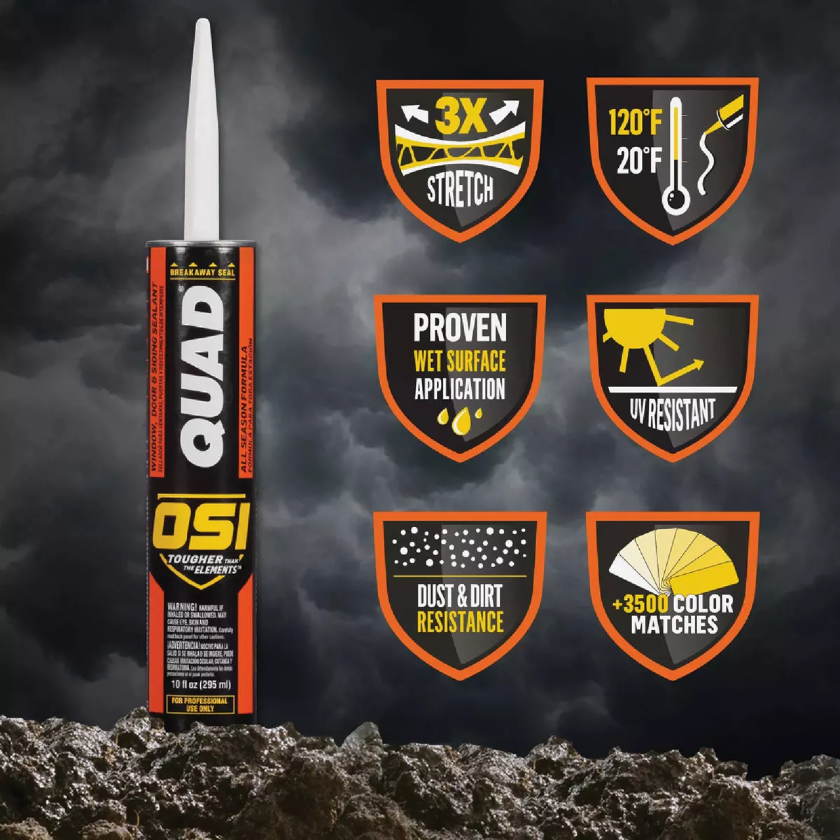 OSI QUAD 10 Oz. Window, Door & Siding Polymer Sealant, Clay - photo 5