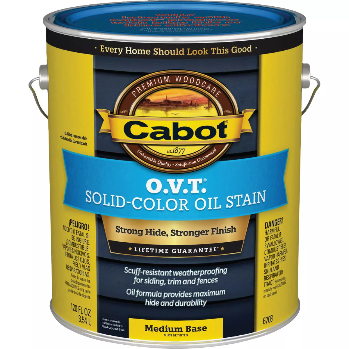 Cabot O.V.T. VOC Compliant Solid Color Exterior Stain, 6708 Medium Base, 1 Gal.