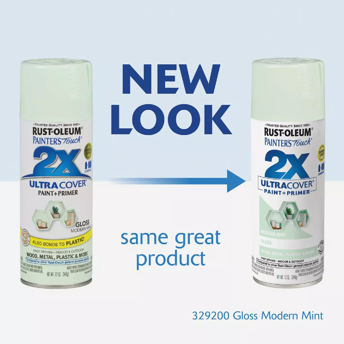 Rust-Oleum Painter's Touch 2X Ultra Cover 12 Oz. Gloss Paint + Primer Spray Paint, Modern Mint - photo 2