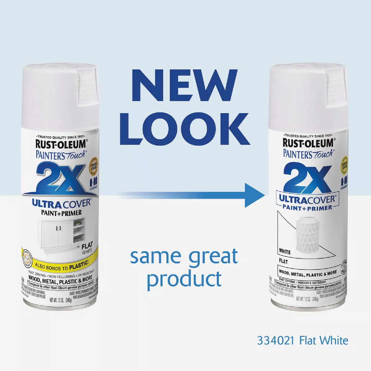 Rust-Oleum Painter's Touch 2X Ultra Cover 12 Oz. Flat Paint + Primer Spray Paint, White - photo 2