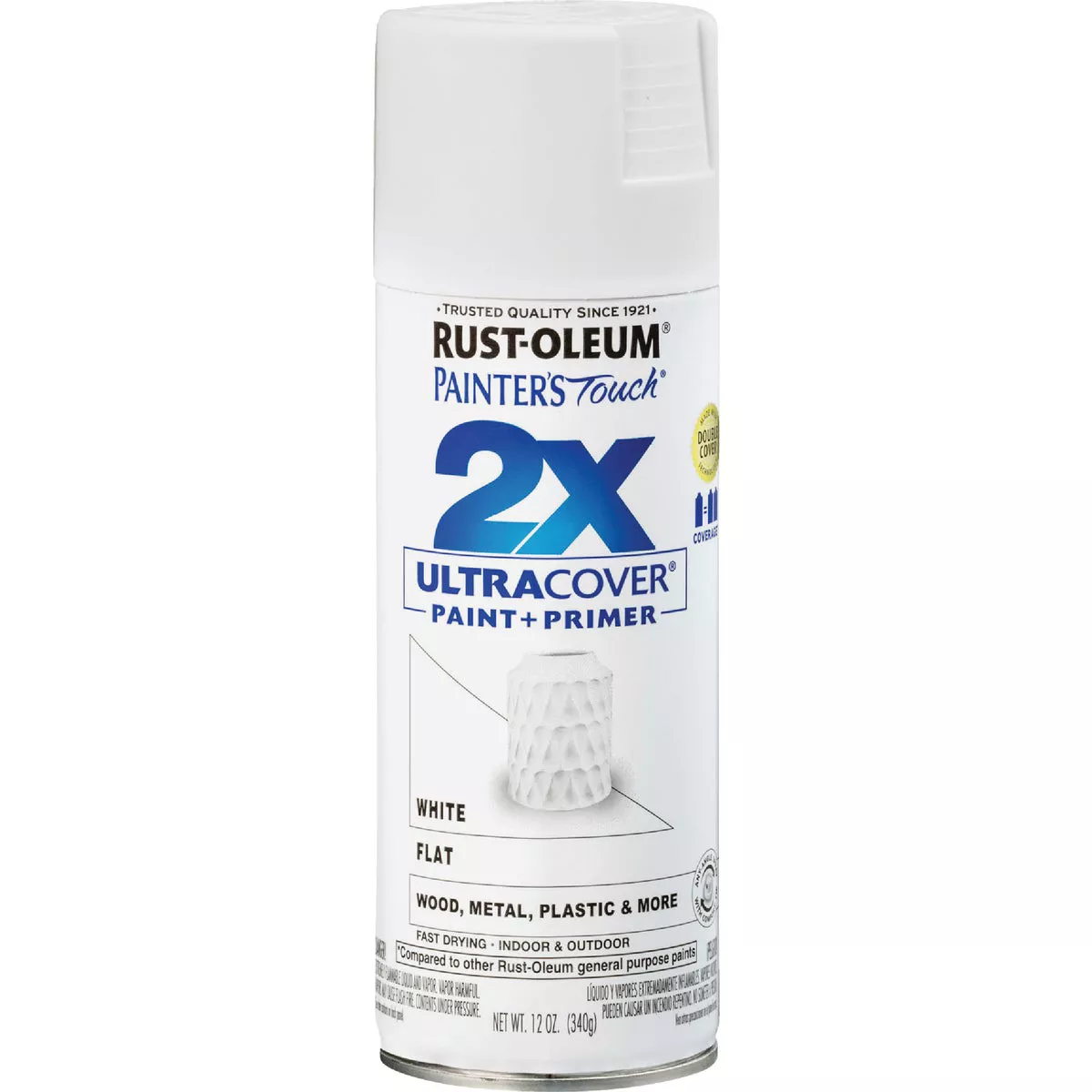 Rust-Oleum Painter's Touch 2X Ultra Cover 12 Oz. Flat Paint + Primer Spray Paint, White - photo 9