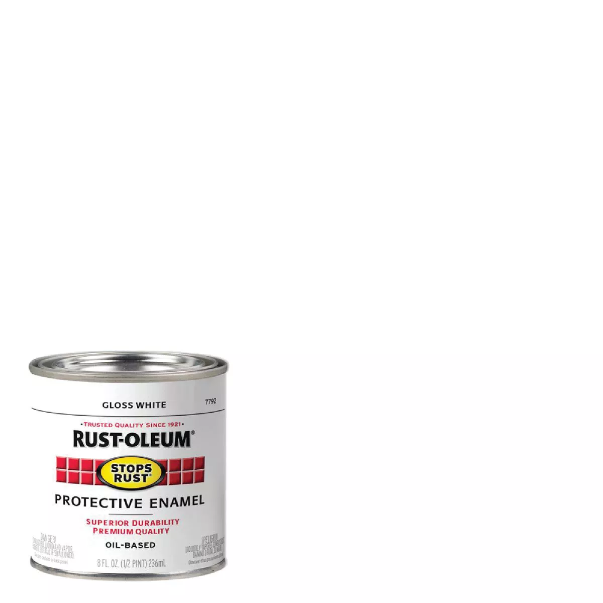 Rust-Oleum Stops Rust Oil Based Gloss Protective Rust Control Enamel, White, 1/2 Pt.