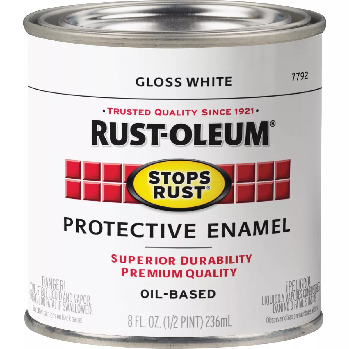 Rust-Oleum Stops Rust Oil Based Gloss Protective Rust Control Enamel, White, 1/2 Pt. - photo 2