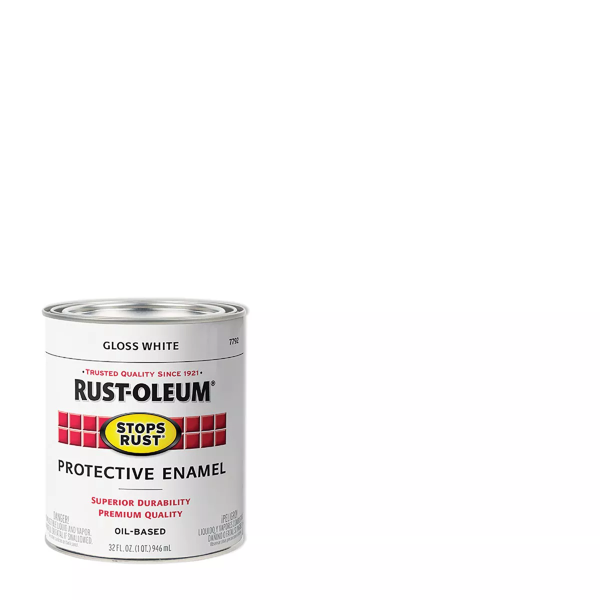Rust-Oleum Stops Rust Oil Based Gloss Protective Rust Control Enamel, White, 1 Qt.